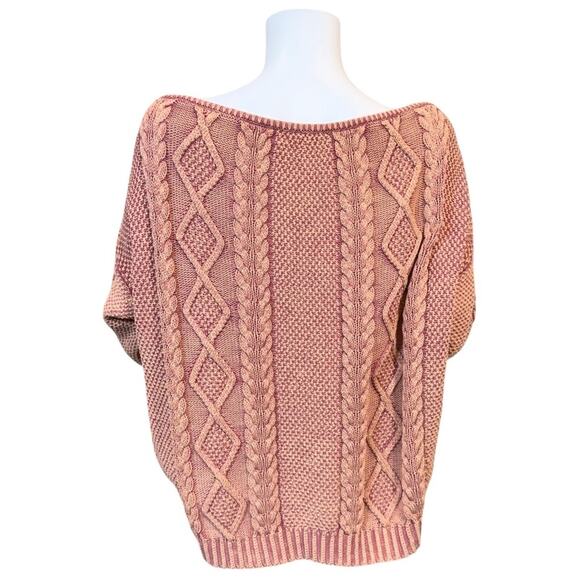 #T9 Callahan Revolve Enzyme Wash Rose Cable Knit Boat Neck Sweater $124 - Picture 9 of 14